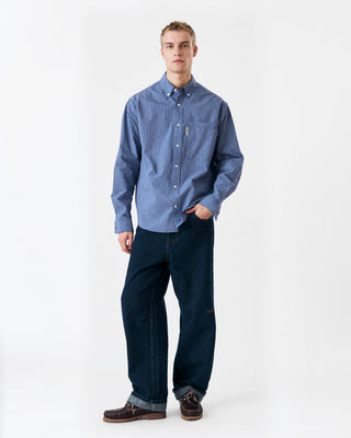 CHECKED SHIRT WITH PATCH POCKET ELECTRIC BLUE