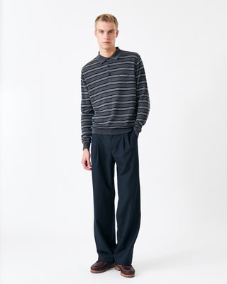 STRIPED WOOL TROUSERS NAVY BLUE