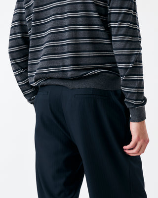 STRIPED WOOL TROUSERS NAVY BLUE