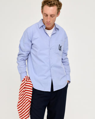 EMBROIDERED PATCH POCKET SHIRT LIGHT BLUE