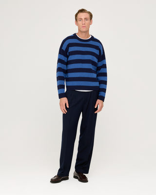 STRIPED CREWNECK SWEATER BLUE