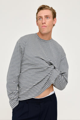 STRIPED LONG SLEEVE T-SHIRT GREY / BLUE