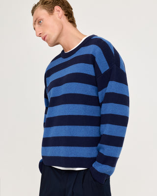 STRIPED CREWNECK SWEATER BLUE