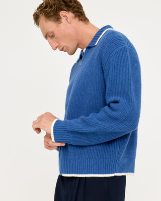 MERINO ZIP SWEATER BLUE