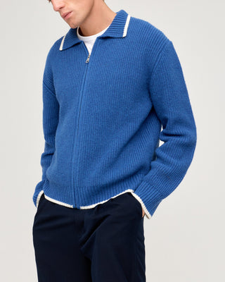 MERINO ZIP SWEATER BLUE
