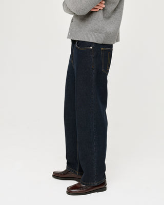 DARK VINTAGE WASH DENIM TROUSERS