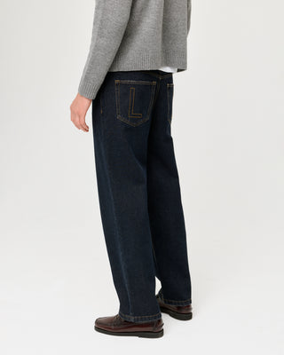 DARK VINTAGE WASH DENIM TROUSERS