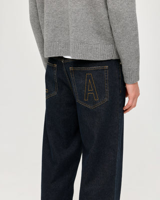 DARK VINTAGE WASH DENIM TROUSERS