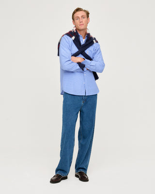 CHECKED PATCH POCKET SHIRT BLUE