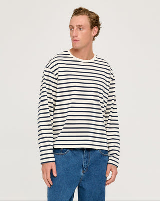 STRIPED LONG SLEEVE T-SHIRT ECRU / BLUE