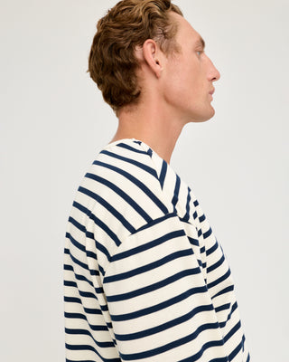 STRIPED LONG SLEEVE T-SHIRT ECRU / BLUE