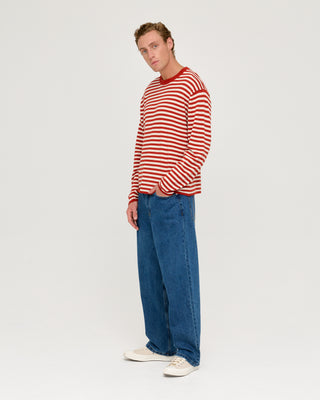 STRIPED KNITTED PULLOVER RED / ECRU