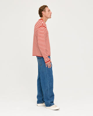 STRIPED KNITTED PULLOVER RED / ECRU