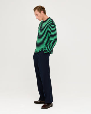 STRIPED KNITTED PULLOVER NAVY BLUE / GREEN