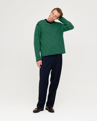STRIPED KNITTED PULLOVER NAVY BLUE / GREEN