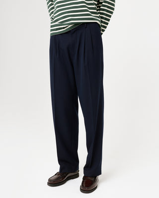 TAILORED PLEATED TROUSERS NAVY BLUE