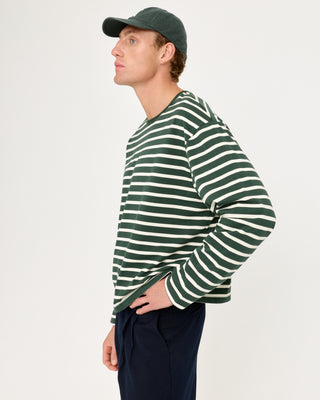 STRIPED LONG SLEEVE T-SHIRT GREEN / ECRU