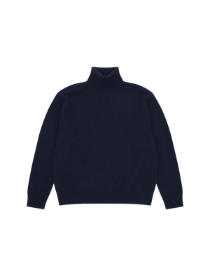 MERINO ROLL NECK SWEATER NAVY BLUE