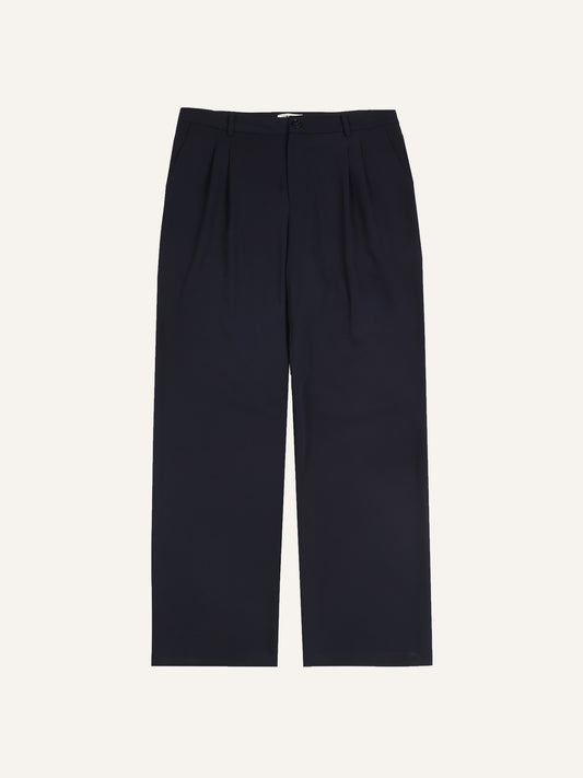 PLEATED SUIT TROUSERS NAVY BLUE