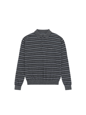 STRIPED KNITTED POLO SHIRT GREY