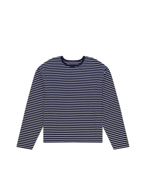 STRIPED LONG SLEEVE T-SHIRT NAVY BLUE