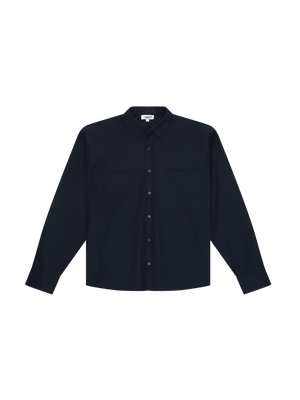 STRIPED WOOL SHIRT NAVY BLUE