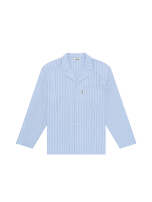 STRIPED CUBAN COLLAR SHIRT BLUE