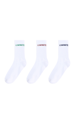 LEMONATE LOGO SOCKS 3-PACK WHITE