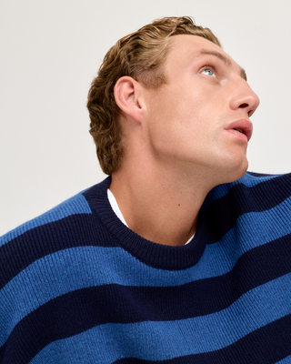 STRIPED CREWNECK SWEATER BLUE