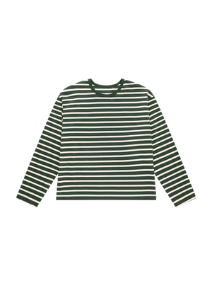 STRIPED LONG SLEEVE T-SHIRT GREEN / ECRU