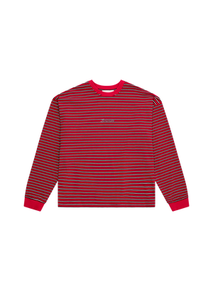 STRIPED LONG SLEEVE RHINESTONE T-SHIRT RED – LEMONATE ANTWERP